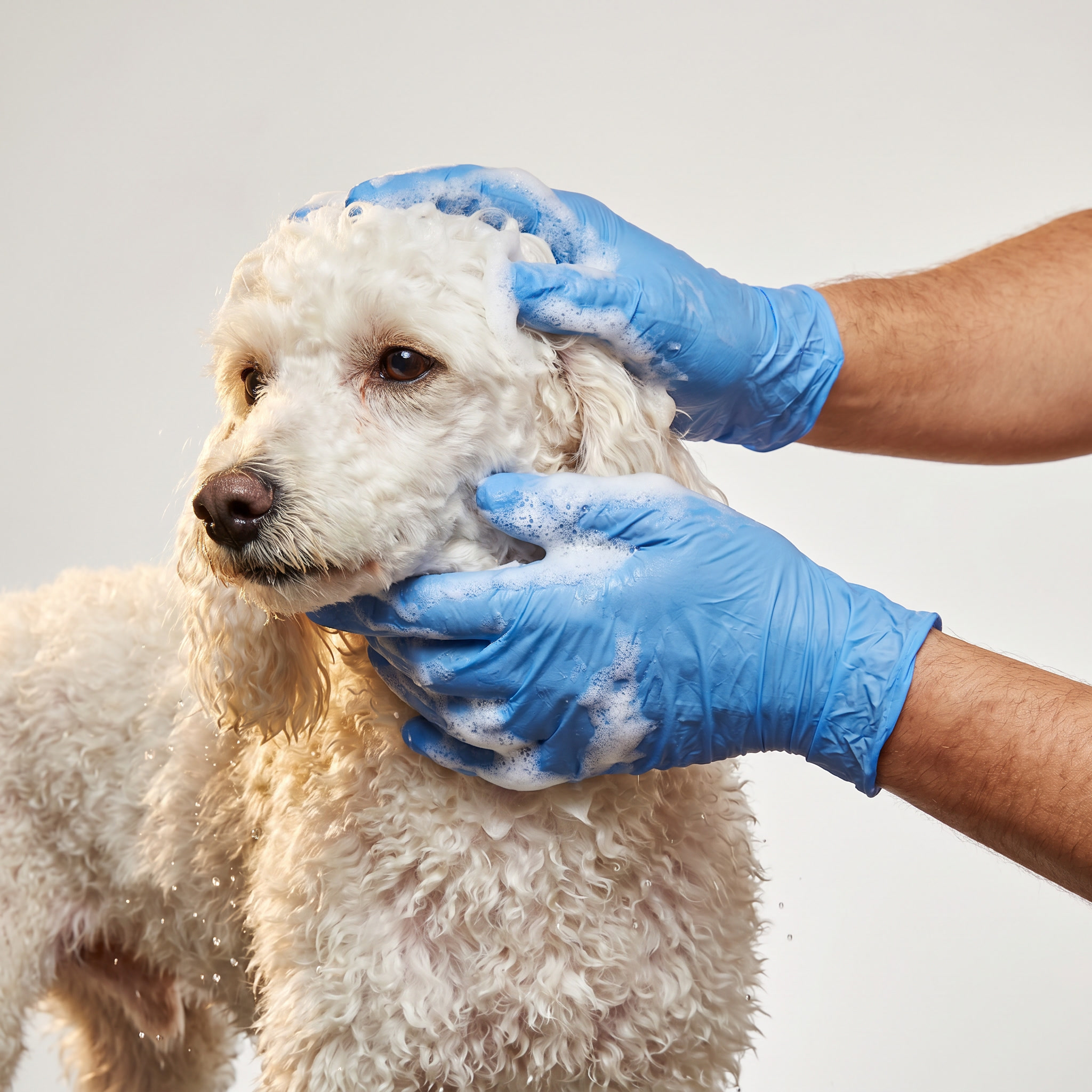 Complete dog bath grooming service
