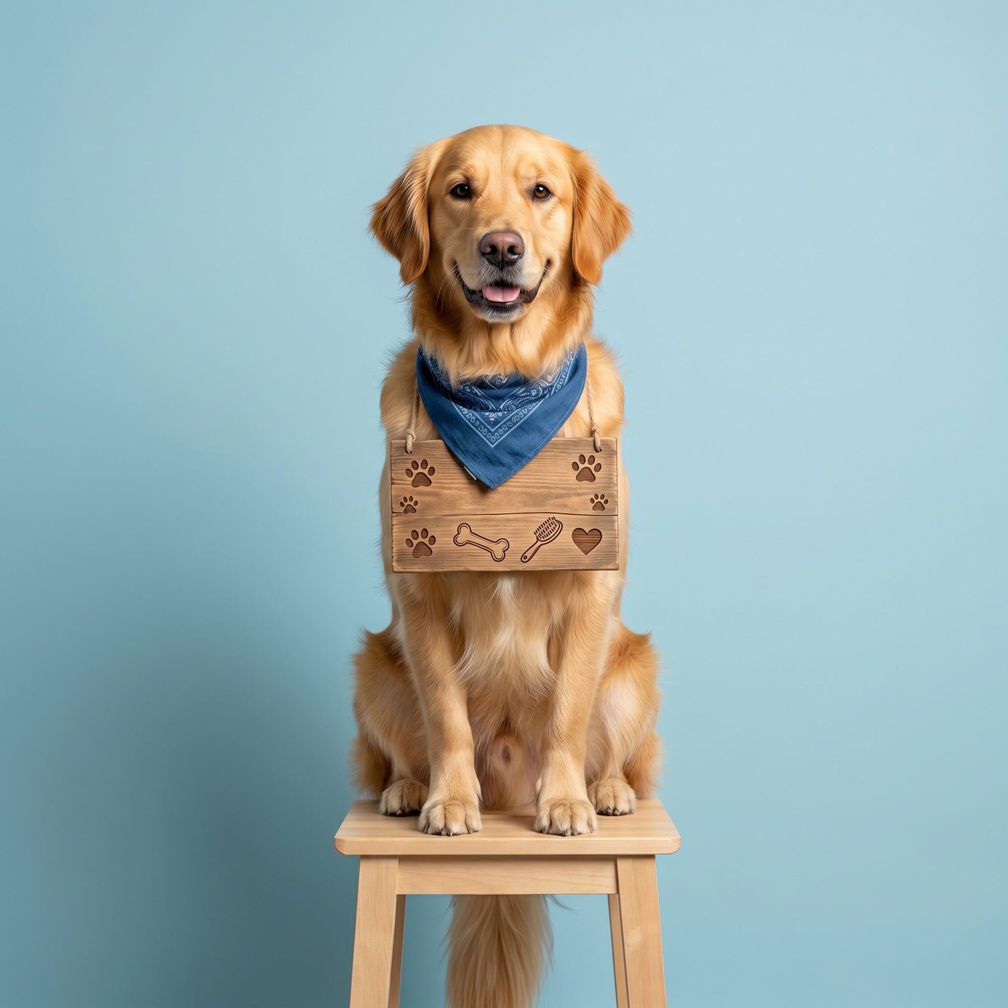 Golden Retriever ready for grooming